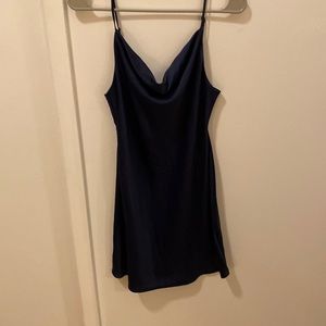 Navy silk mini dress